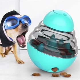 Dog Toys Food Ball Food Dispenser Training Balls Interactive Puppy Cat Slow Feed Pet Tumbler Toy Dogs Puzzle Toys Pet Supplies (Color: Blue)