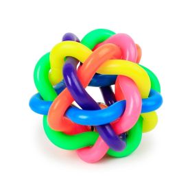 1pc Pet Chew Toys; Colorful Rubber Balls With Bell Bite Resistant Interactive Toy For Dogs & Cats (size: medium)