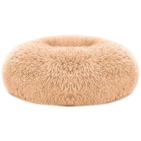 Pet Dog Bed Soft Warm Fleece Puppy Cat Bed Dog Cozy Nest Sofa Bed Cushion L Size (Color: Brown)