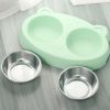 Dog Bowls Double Dog Water And Food Bowls Stainless Steel Bowls With Non-Slip Resin Station, Pet Feeder Bowls For Puppy Medium Dogs Cats